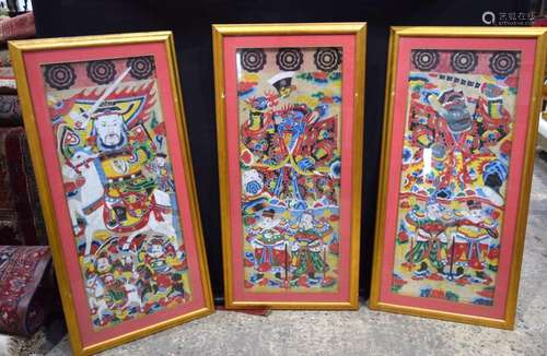 A set of large 19th century framed Japanese watercolours dep...