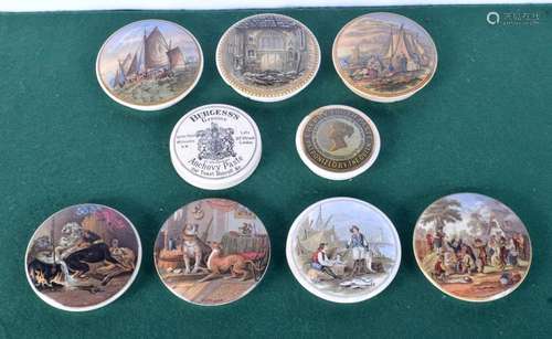 A collection of antique porcelain pot lids largest 10 cm (9)...