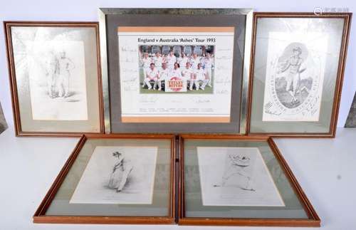 A framed autographed England V Australia Ashes tour 1993 pri...