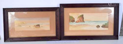 A framed watercolour of a coastal scene by A Clarence togeth...