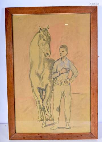 Print by Picasso "Horse with a youth in blue" with...