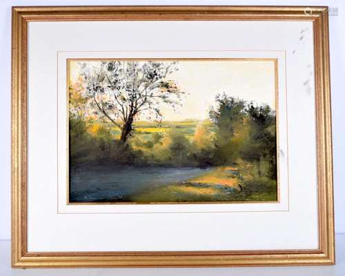 A large framed pastel by Norman Smith "Dusk at Woolston...