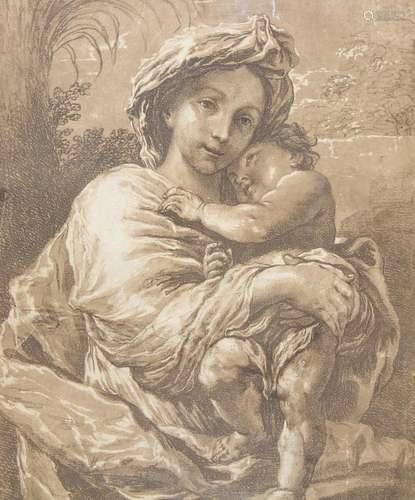 Early Old Master Drawing, Madonna & Child