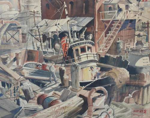 1950 Vic Mays "Slip No 3" Watercolor