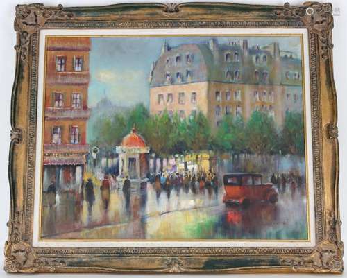 French School, Paris Street Scene with Figures