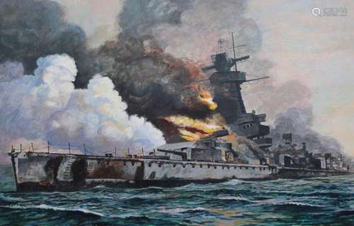 Brian Sanders (B. 1937) "Graf Spee" Original Oil