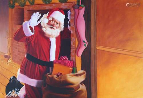 Ed Little (B. 1957) "Santa Claus" Original Oil