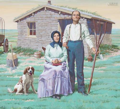 Ed Vebell (1921 - 2018) "Homestead Act" Oil