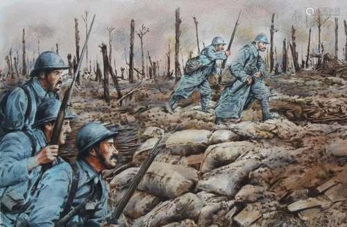 Paul & Chris Calle "Battle of Verdun" Watercol...