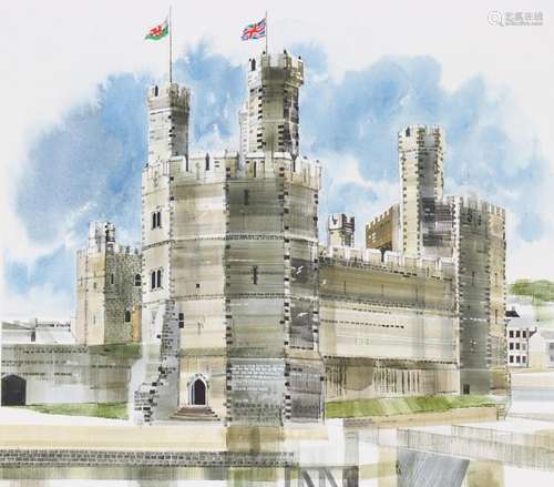 Ronald Maddox (B. 1930) "Caernarfon Castle" W/C