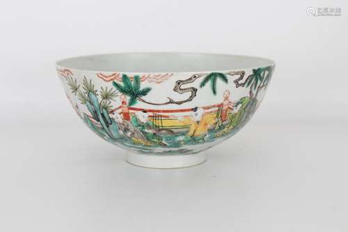 19th C. Chinese Famille Rose "Boys Playing" Bowl