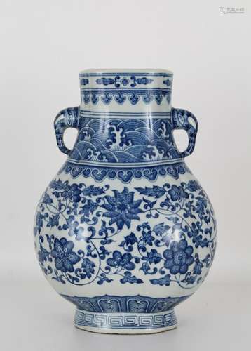 Chinese Blue & White Vase, Qianlong Mark