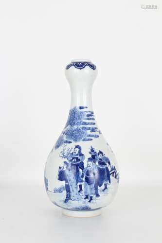 Chinese Blue/White Garlic-Head Porcelain Vase