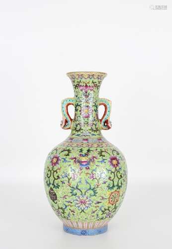 Chinese Famille Rose Vase, Qianlong Mark