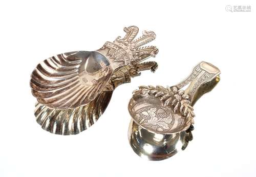 A Georgian silver caddy spoon,Birmingham 1818;and a modern s...