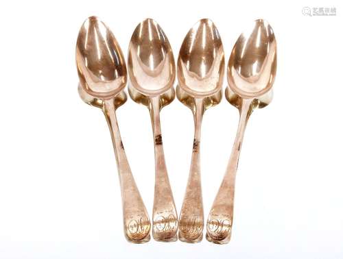 Four George III silver Old English pattern table spoons,Lond...