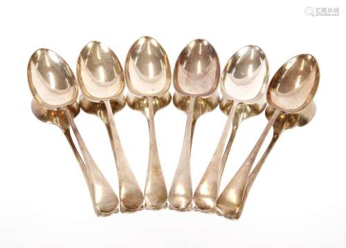 A set of six George V silver Old English pattern tablespoons...