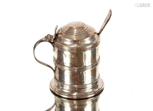 A George V silver tankard shaped mustard pot,and associated ...