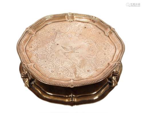 A Victorian silver salver,having beaded pie crust border, fo...