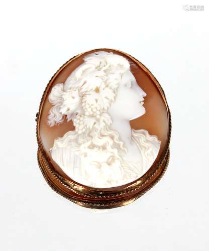 A 19th Century yellow metal mounted cameo brooch,decorated w...