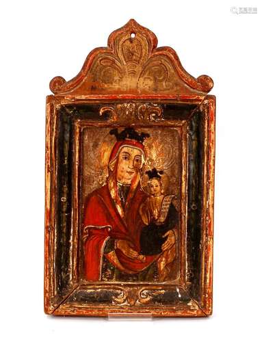 A Russian Icon,in painted softwood surround, 25cm x 17cm, ov...