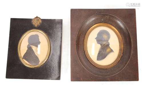 Two 19th Century silhouette miniature portraits,in ebonised ...