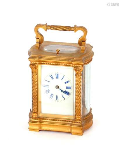 A brass cased French carriage clock,with striking movement, ...