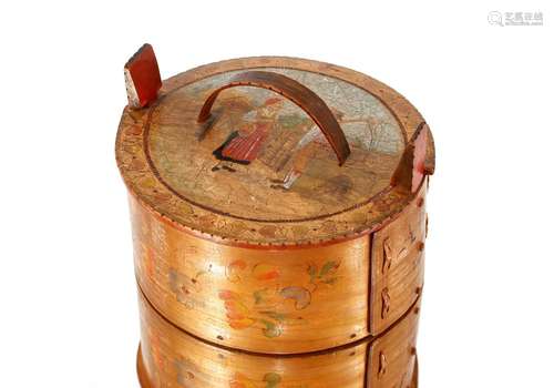 A late 19th Century Norwegian birch and decorated bridal tin...