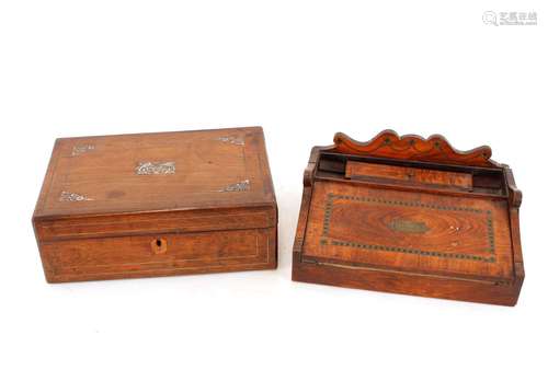 A 19th Century rosewood and brass inlaid writing slope;and a...