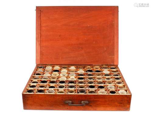 A 19th Century teak case, fitted with brass carrying handle ...