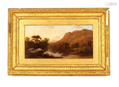 After Jamieson, highland scene with figure fishing in a rive...