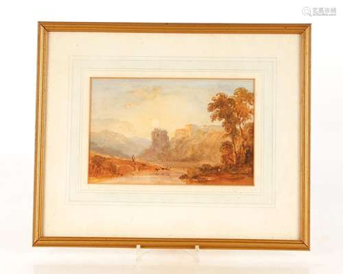 19th Century school,study of a rural village scene with rive...