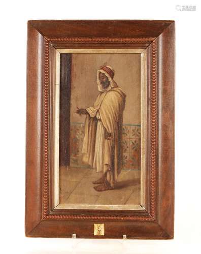 Diego Flores,late 19th Century oil on panel of a robed Arab ...