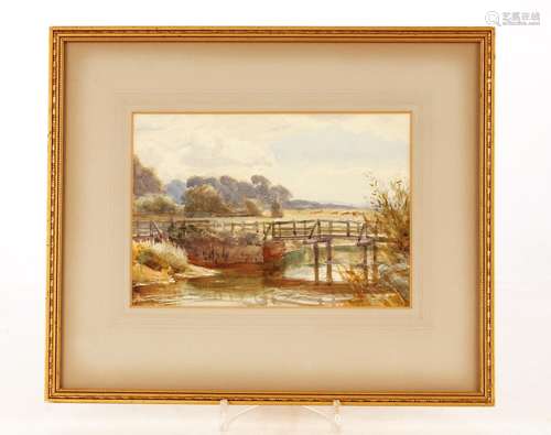 Frank Moss Bennett 1874-1952,study of a bridge over a river ...