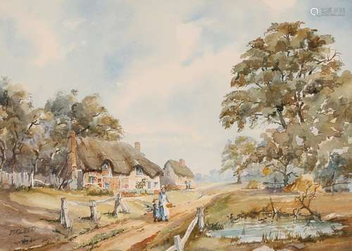 S. T. Gleed,The Wayside Cottage, signed watercolour, 32.5cm ...