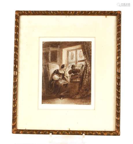 18th Century school, study of a Medieval scene with mother a...