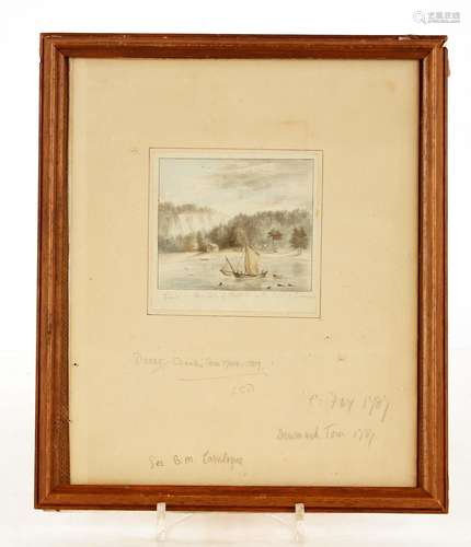 A small 18th Centuryschool,study of figures in a boat on a l...