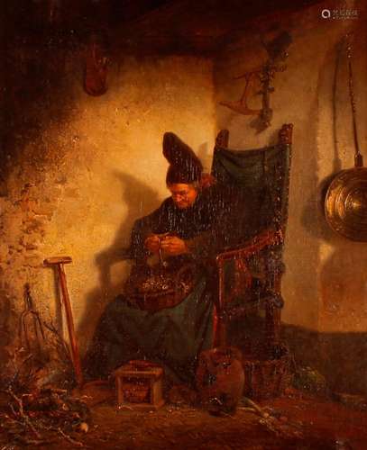 Charles Meer Webb 1830-1895,Peeling Potatoes, oil on canvas ...