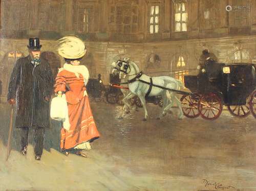 Marcel Clement 1873-1950,La Dame En Rouge, signed oil on can...