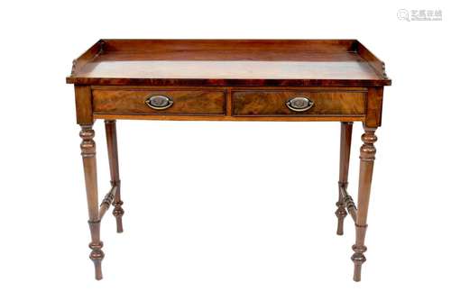 A Victorian mahogany tray top side table,fitted two short dr...