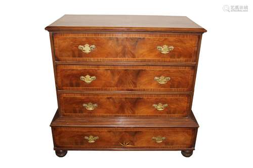 An 18th Century style large inlaid walnut chest on stand,fit...