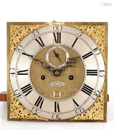 William Vise of Wisbech,oak long case clock, the square bras...