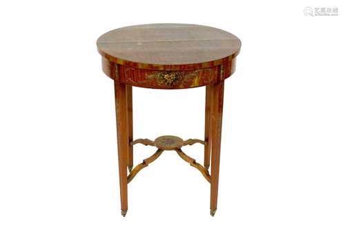 A late Victorian satin wood and painted centre table,raised ...