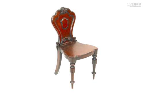 A Victorian mahoganyhall chair,with shield shaped back