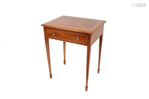 A pair of mahogany and cross banded lamp tables,fitted singl...