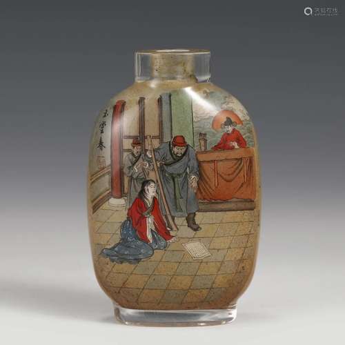 RESERVE PAINTING PEKING GLASS SNUFF BOTTLE