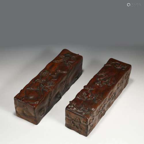 PAIR HUANGHUALI SCROLL BOXES