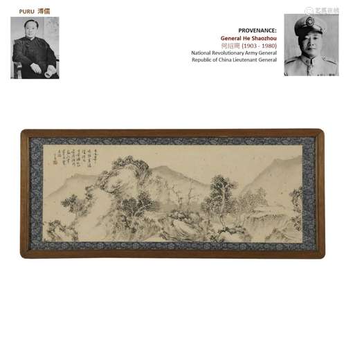 1950 PURU 溥儒 FRAMED LANDSCAPE PAINTING