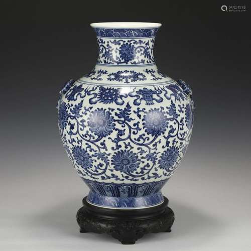 QING YONGZHENG BLUE-AND-WHITE VASE