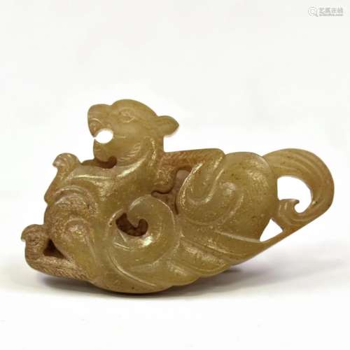 HAN DYNASTY CARVED JADE ARCHAIC GRIFFIN